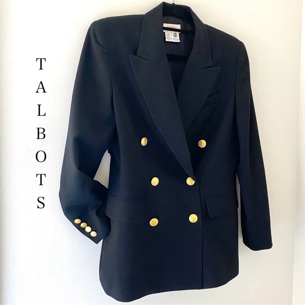 Talbots Navy Wool Blazer with Gold Buttons